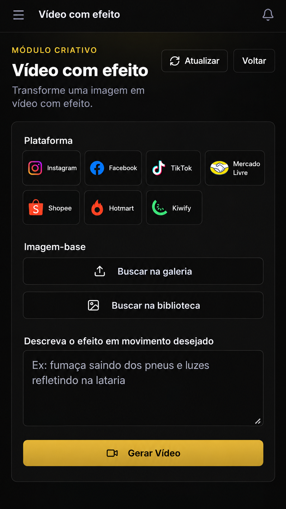 Tela Vídeo com efeito, recriada em alta definição